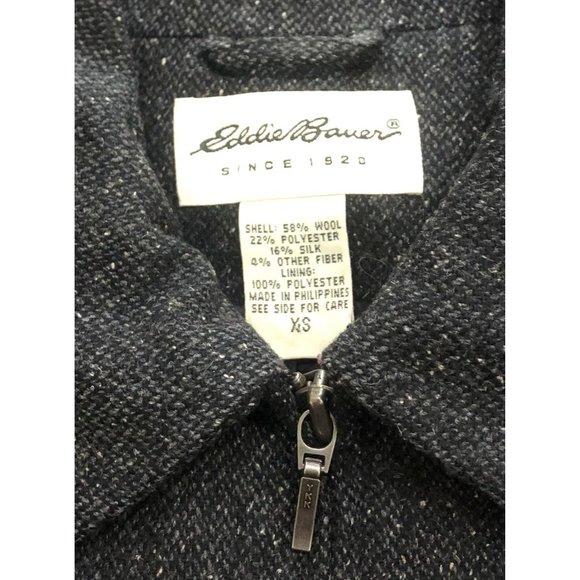 Eddie Bauer Dress Jacket Womens XS Gray Wool Blend Full Zip Blazer Pockets - Picture 2 of 5